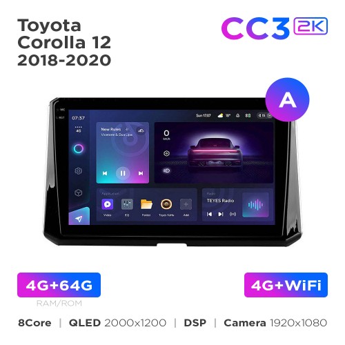 Штатна магнітола Teyes CC3 2k 4+64 Gb Toyota Corolla 12 (1 Din) 2018-2020 (A) 10