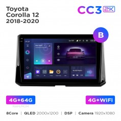 Штатна магнітола Teyes CC3 2k 4+64 Gb Toyota Corolla 12 (1 Din) 2018-2020 (B) 10"