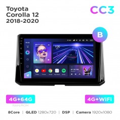 Штатна магнітола Teyes CC3 4+64 Gb Toyota Corolla 12 (1 Din) 2018-2020 (B) 10"