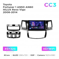 Штатна магнітола Teyes CC3 4+32 Gb Toyota Fortuner 1 AN50 AN60 HILUX Revo Vigo 2008-2014 9"