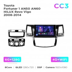 Штатна магнітола Teyes CC3 6+128 Gb Toyota Fortuner 1 AN50 AN60 HILUX Revo Vigo 2008-2014 9