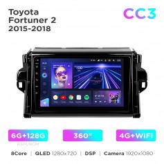 Штатная магнитола Teyes CC3 6+128 Gb 360° Toyota Fortuner 2 2015-2018 9"