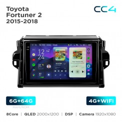Штатна магнітола Teyes CC4 2k 6+64 Gb Toyota Fortuner 2 2015-2018 9"