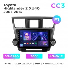 Штатная магнитола Teyes CC3 6+128 Gb 360° Toyota Highlander 2 XU40 2007-2013 (F1) 10"