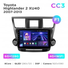 Штатна магнітола Teyes CC3 6+128 Gb Toyota Highlander 2 XU40 2007-2013 (F1) 10"