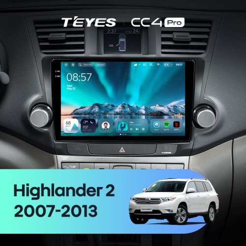 Штатная магнитола Teyes CC4 Pro 2k 8+128 Gb Toyota Highlander 2 XU40 2007-2013 (F1) 10"