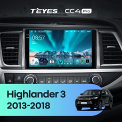 Штатная магнитола Teyes CC4 Pro 2k 12+256 Gb Toyota Highlander 3 XU50 2013-2018 10"