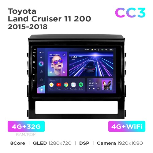 Штатная магнитола Teyes CC3 4+32 Gb Toyota Land Cruiser 11 200 2015-2018 9"