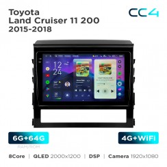 Штатна магнітола Teyes CC4 2k 6+64 Gb Toyota Land Cruiser 11 200 2015-2020 9"