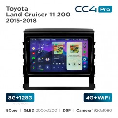 Штатная магнитола Teyes CC4 Pro 2k 8+128 Gb Toyota Land Cruiser 11 200 2015-2020 9"