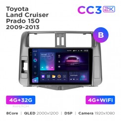 Штатная магнитола Teyes CC3 2k 4+32 Gb Toyota Land Cruiser Prado 150 2009-2013 (B) 9"
