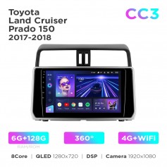 Штатная магнитола Teyes CC3 6+128 Gb 360° Toyota Land Cruiser Prado 150 2018-2020 10"