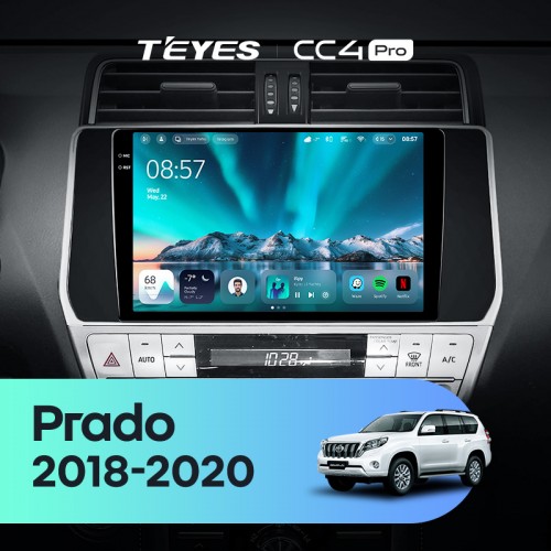 Штатна магнітола Teyes CC4 Pro 2k 8+128 Gb Toyota Land Cruiser Prado 150 2018-2020 10"