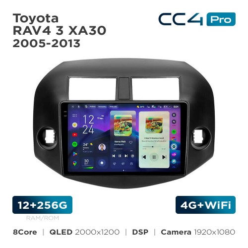 Штатна магнітола Teyes CC4 Pro 2k 12+256 Gb Toyota RAV4 3 XA30 2005-2013 (F2) 10"