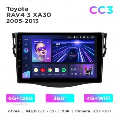 Штатна магнітола Teyes CC3 6+128 Gb 360° Toyota RAV4 3 XA30 2005-2016 9"