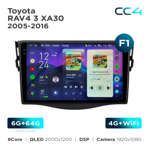 Штатна магнітола Teyes CC4 2k 6+64 Gb Toyota RAV4 3 XA30 2005-2016 (F1) 9"