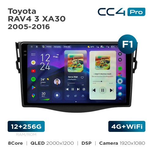 Штатна магнітола Teyes CC4 Pro 2k 12+256 Gb Toyota RAV4 3 XA30 2005-2016 (F1) 9"