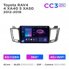 Штатна магнітола Teyes CC3 2k 6+128 Gb 360° Toyota RAV4 4 XA40 5 XA50 2012-2018 10"