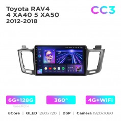 Штатная магнитола Teyes CC3 6+128 Gb 360° Toyota RAV4 4 XA40 5 XA50 2012-2018 10"