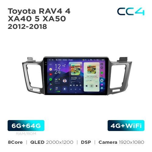 Штатная магнитола Teyes CC4 2k 6+64 Gb Toyota RAV4 4 XA40 5 XA50 2012-2018 10"