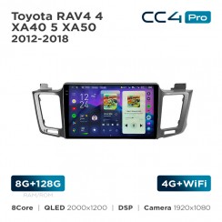 Штатная магнитола Teyes CC4 Pro 2k 8+128 Gb Toyota RAV4 4 XA40 5 XA50 2012-2018 10"