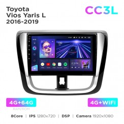 Штатная магнитола Teyes CC3L 4+64 Gb Toyota Vios Yaris L 2016-2019 10"