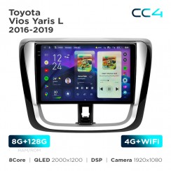 Штатна магнітола Teyes CC4 2k 8+128 Gb Toyota Vios Yaris L 2016-2019 10"