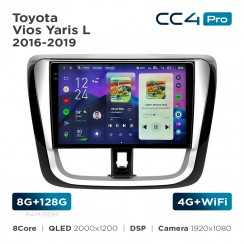 Штатная магнитола Teyes CC4 Pro 2k 8+128 Gb Toyota Vios Yaris L 2016-2019 10"