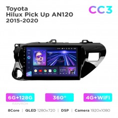 Штатная магнитола Teyes CC3 6+128 Gb 360° Toyota Hilux Pick Up AN120 2015-2020 10"