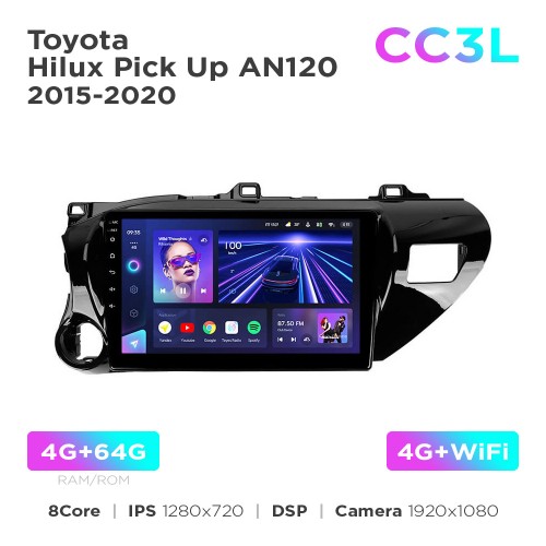 Штатна магнітола Teyes CC3L 4+64 Gb Toyota Hilux Pick Up AN120 2015-2020 10"