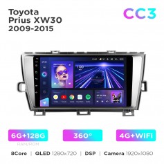 Штатна магнітола Teyes CC3 6+128 Gb 360° Toyota Prius XW30 2009-2015 9