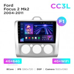 Штатная магнитола Teyes CC3L 4+64 Gb Ford Focus 2 Mk2 2004-2011 (F1) 9"