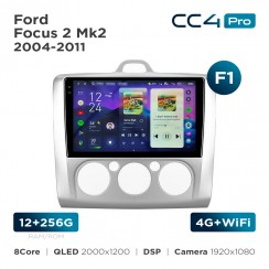 Штатна магнітола Teyes CC4 Pro 2k 12+256 Gb Ford Focus 2 Mk2 2004-2011 (F1) 9"