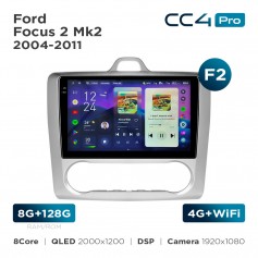 Штатная магнитола Teyes CC4 Pro 2k 8+128 Gb Ford Focus 2 Mk2 2004-2011 (F2) 9"