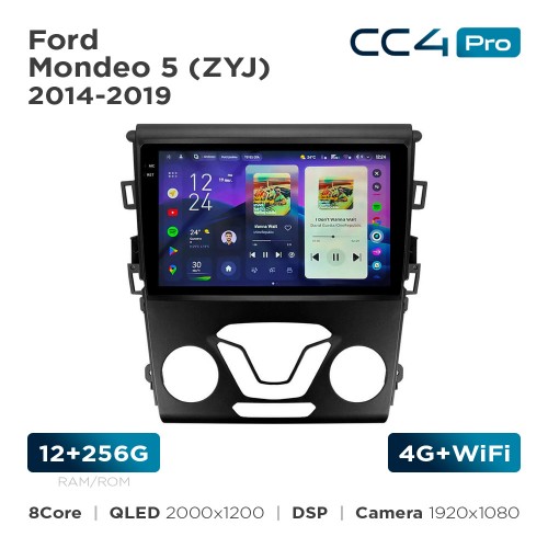 Штатная магнитола Teyes CC4 Pro 2k 12+256 Gb Ford Mondeo 5 (ZYJ) 2014-2019 9"