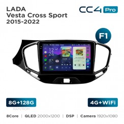 Штатная магнитола Teyes CC4 Pro 2k 8+128 Gb LADA Vesta Cross Sport 2015-2022 (F1) 9"