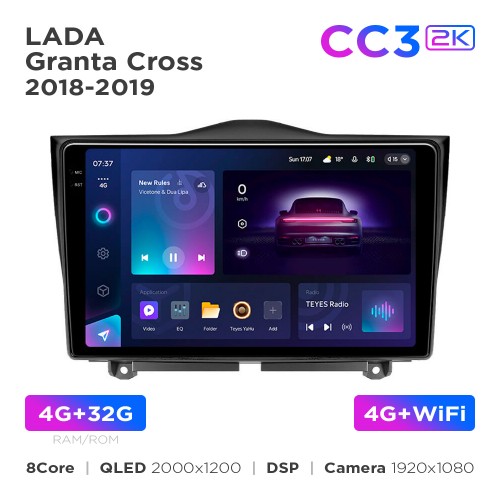 Штатная магнитола Teyes CC3 2k 4+32 Gb LADA Granta Cross 2018-2023 9"