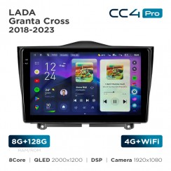 Штатна магнітола Teyes CC4 Pro 2k 8+128 Gb LADA Granta Cross 2018-2023 9"