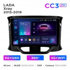 Штатна магнітола Teyes CC3 2k 6+128 Gb 360° LADA Xray 2015-2019 9"