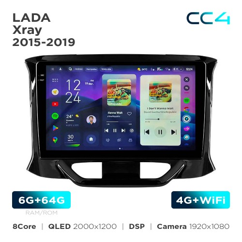 Штатная магнитола Teyes CC4 2k 6+64 Gb LADA Xray 2015-2019 9"