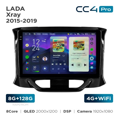 Штатная магнитола Teyes CC4 Pro 2k 8+128 Gb LADA Xray 2015-2019 9"