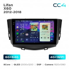 Штатная магнитола Teyes CC4 2k 6+64 Gb Lifan X60 2012-2018 9"