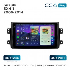 Штатная магнитола Teyes CC4 Pro 2k 8+128 Gb Suzuki SX4 1 2006-2014 9"