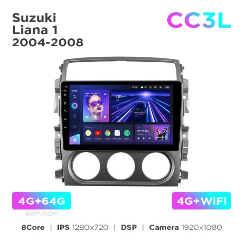 Штатна магнітола Teyes CC3L 4+64 Gb Suzuki Liana 1 2004-2008 9"