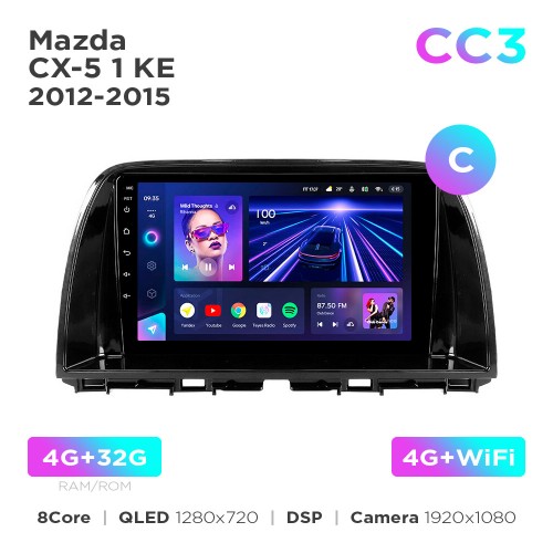 Штатная магнитола Teyes CC3 4+32 Gb Mazda CX-5 1 KE 2012-2015 (C) 9"