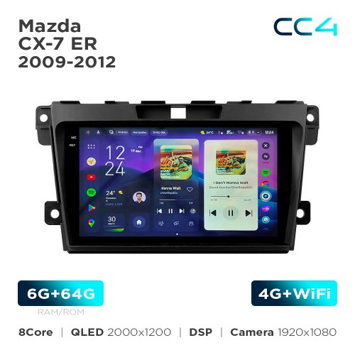 Штатная магнитола Teyes CC4 2k 6+64 Gb Mazda CX-7 ER 2009-2012 9"