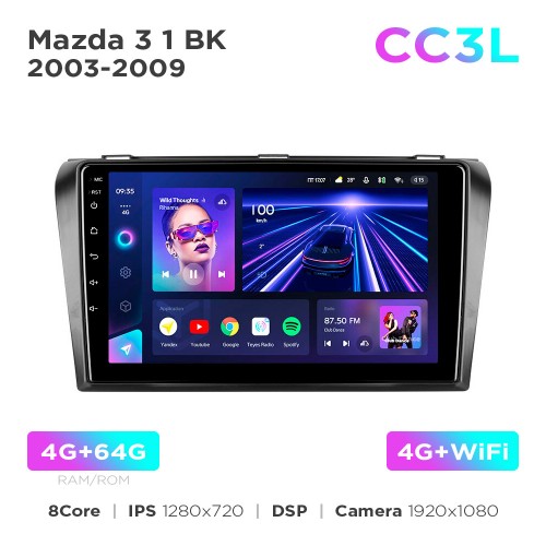 Штатная магнитола Teyes CC3L 4+64 Gb Mazda 3 1 BK 2003-2009 9"