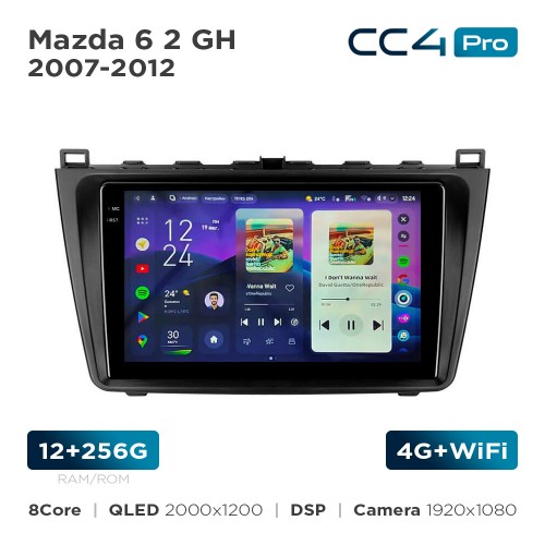 Штатная магнитола Teyes CC4 Pro 2k 12+256 Gb Mazda 6 2 GH 2007-2012 9"