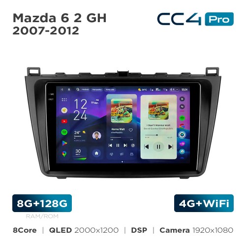 Штатная магнитола Teyes CC4 Pro 2k 8+128 Gb Mazda 6 2 GH 2007-2012 9"