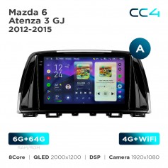 Штатная магнитола Teyes CC4 2k 6+64 Gb Mazda 6 / Atenza 3 GJ 2012-2015 (A) 9"